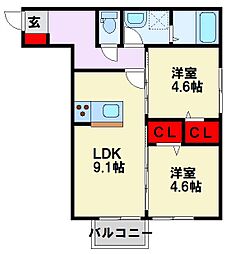 Ariga10 2LDKの間取図画像