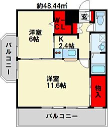 アイランドコート戸畑 1SLDKの間取図画像