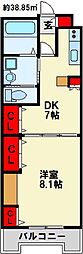 シャルマン・エルディオ 1DKの間取図画像
