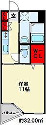 F.O.Sスクエア 1Kの間取図画像