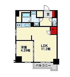ブルースクエアー響V 1LDKの間取図画像