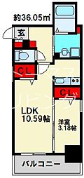 SOLUNA旦過 1LDKの間取図画像