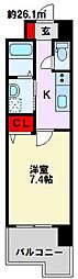 グレイスフル北湊 1Kの間取図画像