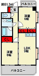 アイレックス 2LDKの間取図画像
