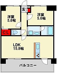 リオグランデ中央 2LDKの間取図画像
