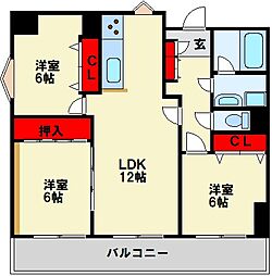 アーティックス千防 3LDKの間取図画像