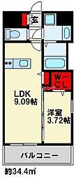 SOLUNA旦過 1LDKの間取図画像