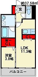 ラファエロ 1LDKの間取図画像