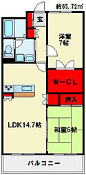 シャトレ大手町S 2LDKの間取図画像