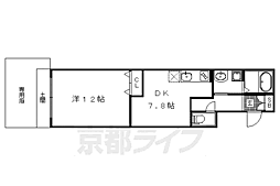 京都市営烏丸線 丸太町駅 徒歩12分の賃貸マンション 1階1LDKの間取り