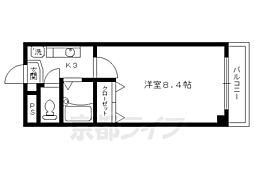 京都市営烏丸線 丸太町駅 徒歩4分の賃貸マンション 2階1Kの間取り