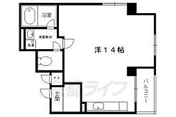 京福電気鉄道北野線 北野白梅町駅 徒歩17分の賃貸マンション 2階1Kの間取り
