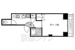 京都市営烏丸線 今出川駅 徒歩14分の賃貸マンション 3階1Kの間取り