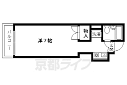 京都市営烏丸線 鞍馬口駅 徒歩6分の賃貸マンション 2階1Kの間取り