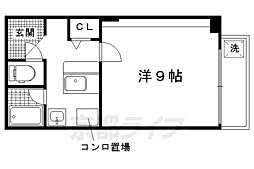 JR山陰本線 二条駅 徒歩18分の賃貸マンション 3階1Kの間取り