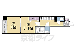 JR山陰本線 二条駅 徒歩15分の賃貸マンション 5階2Kの間取り