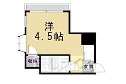 京福電気鉄道北野線 北野白梅町駅 徒歩6分の賃貸マンション 4階1Kの間取り