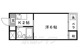京都市営烏丸線 今出川駅 徒歩3分の賃貸マンション 1階1Kの間取り