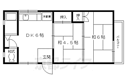 京都地下鉄東西線 二条城前駅 徒歩7分の賃貸マンション 3階2DKの間取り
