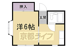 グランディール朱雀 3階1DKの間取り