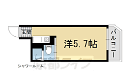 朝日プラザ高瀬川 ワンルームの間取図画像