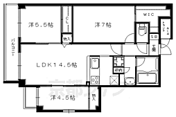 京阪本線 出町柳駅 徒歩6分の賃貸マンション 2階3LDKの間取り