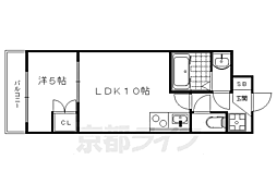 京都市営烏丸線 国際会館駅 徒歩12分の賃貸マンション 1階1LDKの間取り