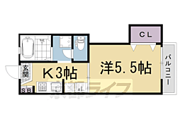 京阪本線 神宮丸太町駅 徒歩10分の賃貸アパート 2階1Kの間取り