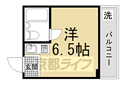 京都市営烏丸線 国際会館駅 徒歩1分の賃貸マンション 3階ワンルームの間取り