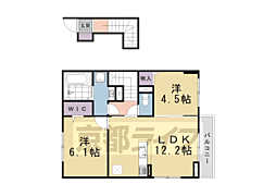 キャッスルヴュー山口 205 2階2LDKの間取り