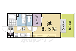 JR東海道・山陽本線 西大路駅 徒歩13分の賃貸アパート 1階1Kの間取り
