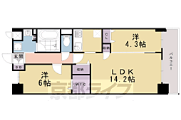 近鉄京都線 上鳥羽口駅 徒歩17分の賃貸マンション 2階2LDKの間取り