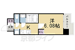 JR東海道・山陽本線 京都駅 徒歩7分の賃貸マンション 6階1Kの間取り