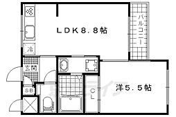 京都地下鉄東西線 椥辻駅 徒歩5分の賃貸マンション 2階1LDKの間取り