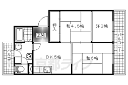 京都地下鉄東西線 東野駅 徒歩8分の賃貸マンション 2階3DKの間取り