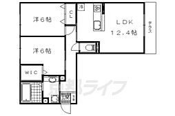 京都地下鉄東西線 東野駅 徒歩23分の賃貸アパート 1階2LDKの間取り