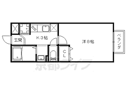 ＭＯＲＩＭＡＷＡＲＩ　ＷＥＳＴ 1階1Kの間取り