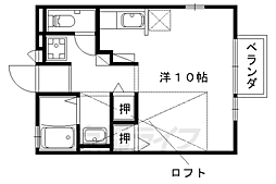 京都地下鉄東西線 椥辻駅 徒歩6分の賃貸アパート 2階1Kの間取り