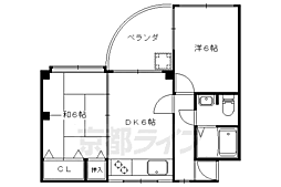 林マンション 2DKの間取図画像