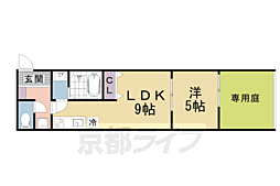 JR東海道・山陽本線 山科駅 徒歩5分の賃貸マンション 1階1LDKの間取り