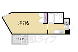 京阪京津線 四宮駅 徒歩5分の賃貸マンション 2階1Kの間取り
