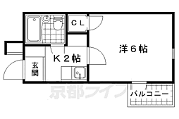 レオパレスＲＸ山科 4階1Kの間取り