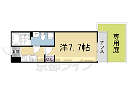 叡山電鉄叡山本線 元田中駅 徒歩5分の賃貸アパート 1階1Kの間取り