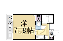 マンション三坊庵 4階1Kの間取り