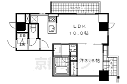 ダイナシティ二条城前 3階1LDKの間取り