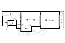 京都市営烏丸線 丸太町駅 徒歩10分の賃貸マンション 3階2DKの間取り