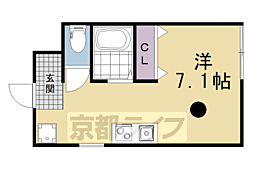京都市営烏丸線 松ヶ崎駅 徒歩1分の賃貸マンション 2階ワンルームの間取り