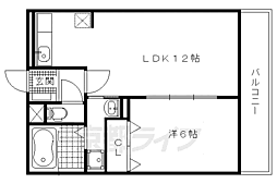 京都市営烏丸線 北山駅 徒歩6分の賃貸アパート 2階1LDKの間取り