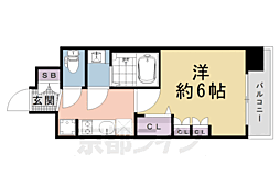 京都市営烏丸線 十条駅 徒歩4分の賃貸マンション 3階1Kの間取り