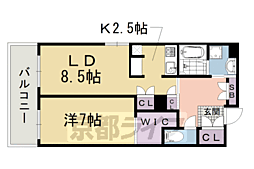 アスヴェル京都烏丸五条 8階1LDKの間取り